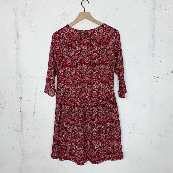 Garnet Hill Paisley Print Floral Longe Sleeve Dress Size 4 - Picture 8 of 11